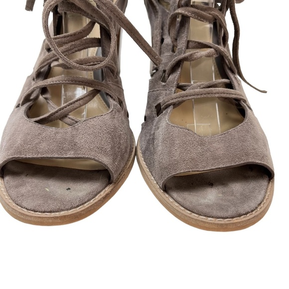 VINCE CAMUTO Genuine Leather Suede Chunky Block High Heels Gray Ankle Boots 9.5 - Picture 2 of 16